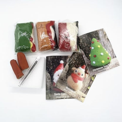 3 Pack Santa Claus Needle Felting Beginners Kits, Christmas Tree Reindeer - Image 4