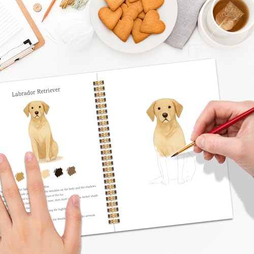 Easy Dog Watercolor Workbook for Beginners, Water Coloring Book, 18 Colors Watercolors Paint Set, 12 Patterns Watercolor Kit, Relaxing DIY Gift for Dog Lovers, Adults and Women Teen - Image 5