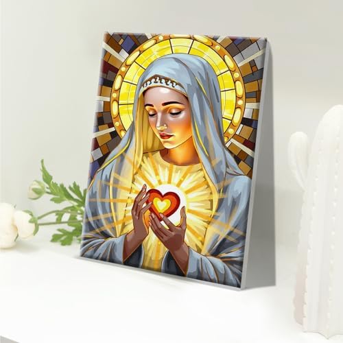 JOOZ 5D Virgin Mary Paint by Numbers Kit for Adults with Frame, 8x12 Inch - Image 7