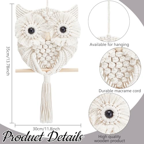 FREEBLOSS 2 Set DIY Macrame Leaf Wall Hanging Kit Beginners Macrame Kit Leaf and Owl Woven Tapestry Feather Wall Hanging DIY Macrame Kit for Adults Birthday Gift, Instructions Included - Image 3