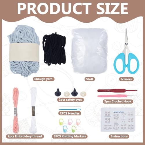 ACRNIGHEET Bat Crochet Kit for Adults Beginners Halloween DIY Starter Crochet Kits Knitting Supplies Crafts Kit Complete Bats Knitting with Step-by-Step Instruction and Video Tutorials - Image 2