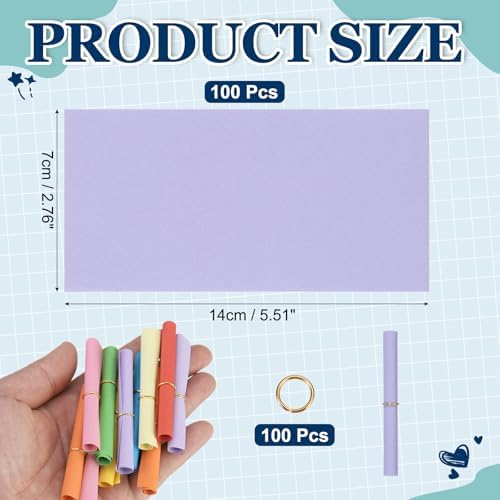 MECCANIXITY 100Pcs Message Paper Scrolls 7x14cm Lucky Wishing Purple - Image 2