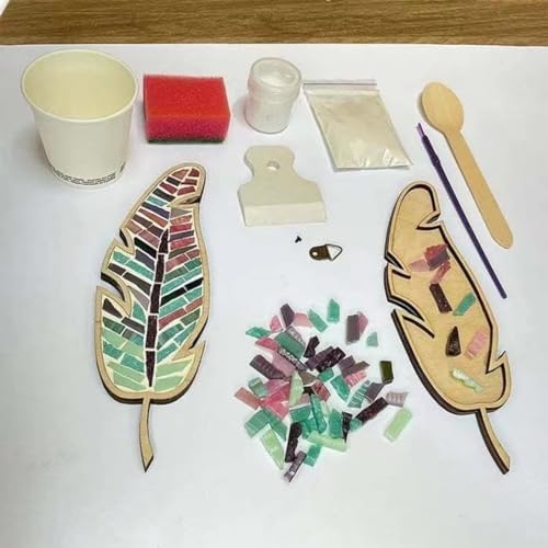 sjljzxd Mixed Colour Leaf Mosaic Kit, Creative DIY Colourful Home Decoration Mosaic Tiles for Crafts, Mosaic Kits for Adults Glass Mosaic Pieces Kit Mosaic Making Supplies Puzzle - Image 4