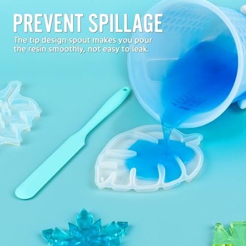 Silicone Resin Mixing 1L Measuring Cup Set for Resin Supplies, Easy-to-Read Marks, 1000ml/32oz Large Cup, Thickened Reusable Silicone Cups for Epoxy Mixing, Jewelry Making - Image 7