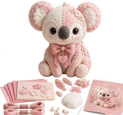 Pink Enchanted Forest DIY Felt Patchwork Kit, 3D Pink Woodland Friends DIY Felt Patchwork Kit, Pastoral Wild Creatures Handicraft Activity, Manual Tailoring Bundle for Beginners Adult (Color C) by Unknown