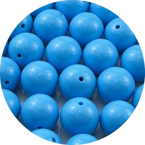 40pcs Acrylic Round Beads for Crafts 20mm Resin Candy Color Spacer Beads with Hole for Jewelry Making Sewing Crafts Decoration Necklaces Bracelets Earrings Supplies(Sky Blue) by Unknown