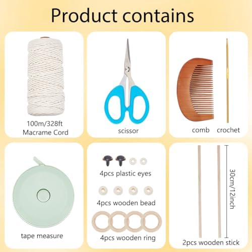 BEUNITONE Macrame Kits for Adults - 2 Set Beginner DIY Macrame Kit with Instructions, Cotton Rope Owl Decoration for Wall and Hallways - Image 2