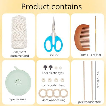 BEUNITONE Macrame Kits for Adults - 2 Set Beginner DIY Macrame Kit with Instructions, Cotton Rope Owl Decoration for Wall and Hallways - Image 2