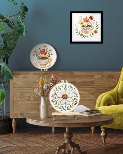 TINDTOP Embroidery Kit for Adult, 3 Pack Embroidery DIY Starter Kit, with Stamped Patterns, Hoop, Tools, Colorful Threads with Needles, Instructions (Flower Cup) - Image 5