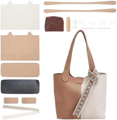 WADORN DIY PU Leather Purse Making Kit, Shoulder Bag Set With Handmade Stitch Materials for Handbag Accessories, Tan by WADORN
