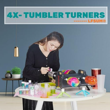 LFSUM 4X Cup Turner for Crafts Tumbler,Tumbler Cup Spinner,Glitter Powder,Epoxy Resin kit for Tumblers for Beginners with Epoxy and Heat (4X-Cup-Black) - Image 6