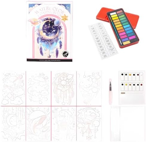 RGBMIX Watercolor Coloring Book for Adults Stress Relief Foldable Painting Pad with 24-Color Paint (StarDrean) by Unknown