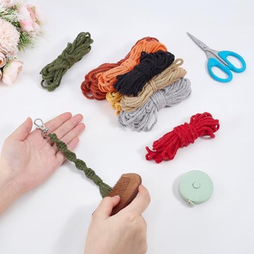 BEUNITONE 16 Sets Boho Spiral Keychain Making Kit Macrame Cord Keychains Craft Kits for Adults with Tassel, DIY Macrame Keychain Charms with Instructions Supplies for Handbags, Backpacks - Image 4