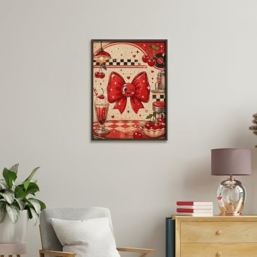 Lyngora Paint by Numbers Kit for Adults Beginner Art Decor Red Cherry Bow - Image 4