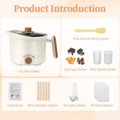 Candle Wax Melter, 1.5L Wax Melting Pot ,DIY Candle Making Kit for Adults - Image 7