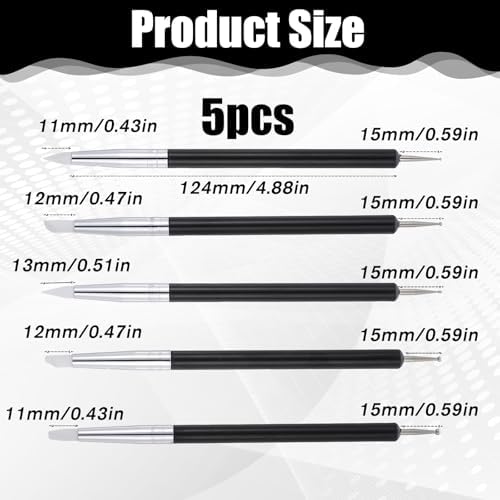 5 Pcs Nail Art Dotting Tools Dual-Ended Nail-Art Sculpture Pen Dotting Tools Dual-Head Resin Nails-Art-Tools Silicone Nail Polish Brushes Modeling Painting Tool DIY Arts (Black) - Image 2