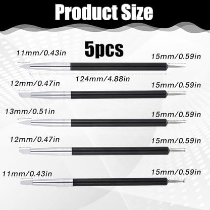 5 Pcs Nail Art Dotting Tools Dual-Ended Nail-Art Sculpture Pen Dotting Tools Dual-Head Resin Nails-Art-Tools Silicone Nail Polish Brushes Modeling Painting Tool DIY Arts (Black) - Image 2