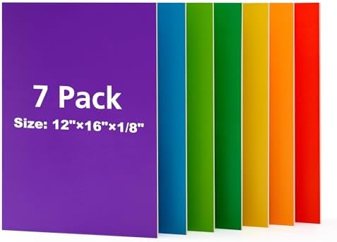 Rowood 7 Pack Rainbow Colored Plywood Sheets,12x16x1/8inch,3mm Multi Thin Unfinished Wood for Laser Cutting Engraving,DIY Adult Craft Kits for Ornaments, Models Drawing,Wood Burning by RowoodAssembleArtDecorateLife