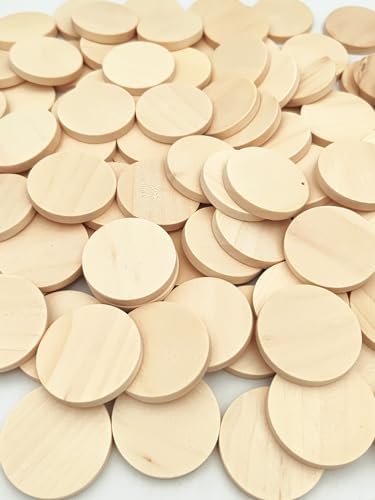 100PCS Natural Wood Slices 1.4 inch Blank Round Wooden Discs Unfinished Wood Circles Blank Wooden Ornaments for DIY Crafts by Anktily