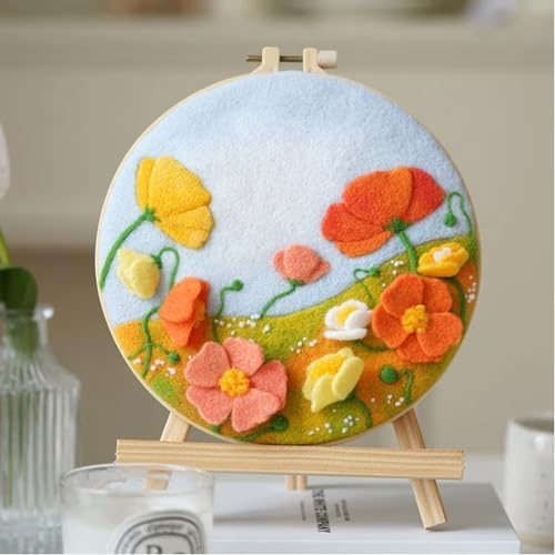 Wonafa DIY Wool Needle Felt Starter Kit, Beginner Needle Felt Kit with Wool Felt Bag, Felts Needles, Photo Frame, Foam Mat, Felts Cloth and Instructions for Home Decor, Art Crafts (K4) - Image 3