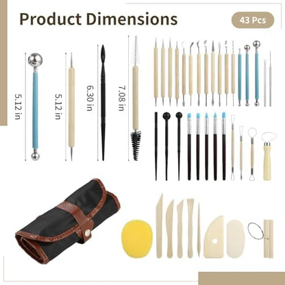 43 Pcs Clay Tool, Pottery Tool for Sculpting, Clay Carving Tools, Including Carrying Bag, Ideal for Clay, Polymer, Ceramics, DIY Art Projects - Image 4