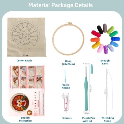 DIY Punch Needle Kits Thanksgiving Day Turkey 20x20cm-1 - Image 2