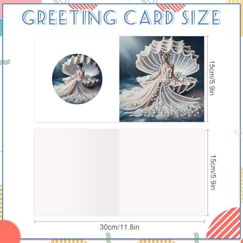 6pcs Diamond Painting Greeting Card with envelopes, DIY Shells and Mermaids Diamond Art Greeting Card for Blessing and Wish Special Shaped Arts Crafts for Christmas Birthday Thanksgiving Day Holiday - Image 2