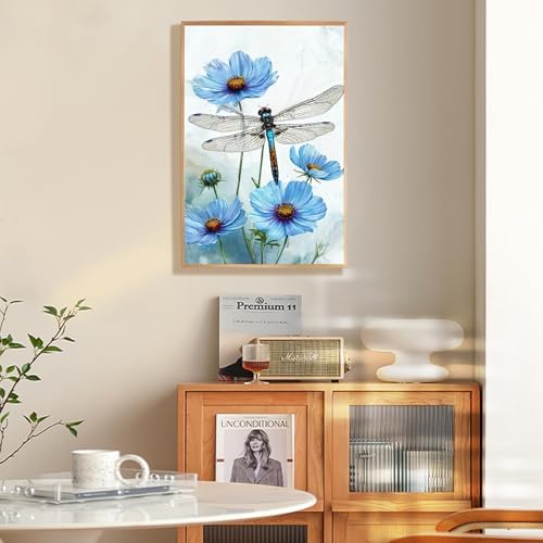 Fountor Framed Paint by Numbers Kit for Adults Beginner & Kids Ages 8-12, Dragonfly Paint by Number with Frame, Easy Acrylic Flowers Painting by Numbers Kit on Canvas 8x12 inch - Image 2