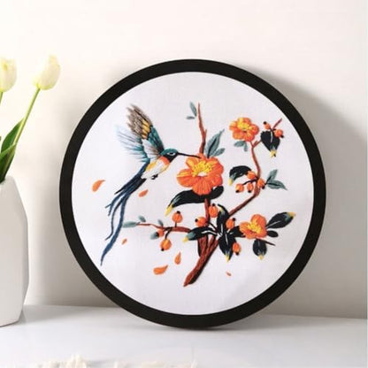Esffaci Embroidery Starter Kit for Adult Beginner with Hummingbird‌ Flowers Pattern Hand Embroidery Set with Embroidery Cloth Hoop Needle Threader Embroidery Floss and Instruction - Image 6