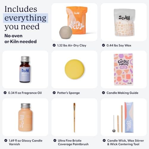 Sculpd Candle Making & Pottery Kit, Air Dry Clay, Orange Ginger Fragrance - Image 2
