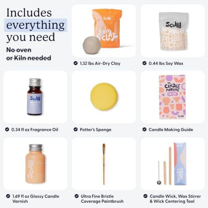 Sculpd Candle Making Kit, Air Dry Clay, 1 Candle, Basil & Citrus Fragrance - Image 2