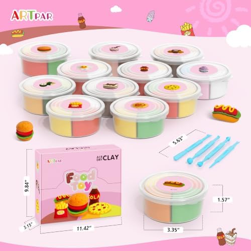ARTPAR Air Dry Clay for Kids,12 Mini Food Modeling Magic Clay Sculpting Kit - Image 2