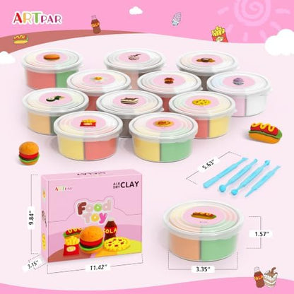 ARTPAR Air Dry Clay for Kids,12 Mini Food Modeling Magic Clay Sculpting Kit - Image 2