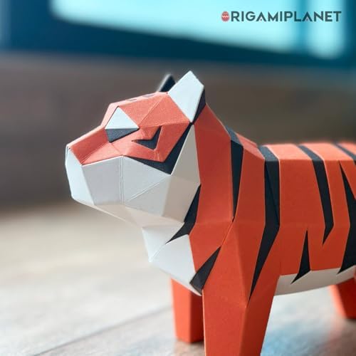 Tiger 3D Origami Paper Craft Kit, Creative Handmade Paper Sculpture Art for Home Decor, Unique Pre-Cut DIY Cute Animal Models Origmai Papercraft Set, Present for Teens & Adults - Image 4