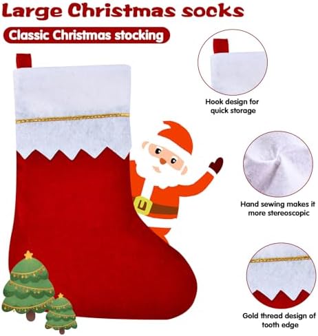Skylety 24 Pcs Red Christmas Stockings Bulk Felt Hanging Ornaments - Image 3
