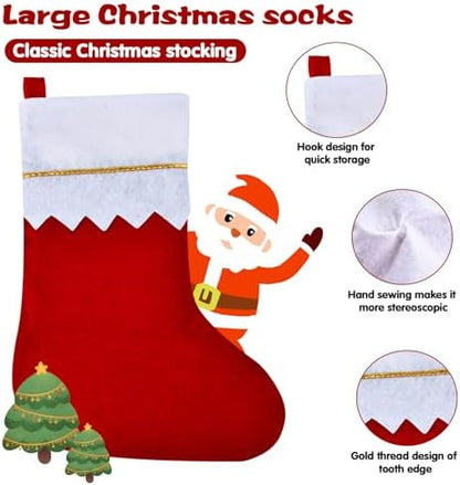 Skylety 24 Pcs Red Christmas Stockings Bulk Felt Hanging Ornaments - Image 3
