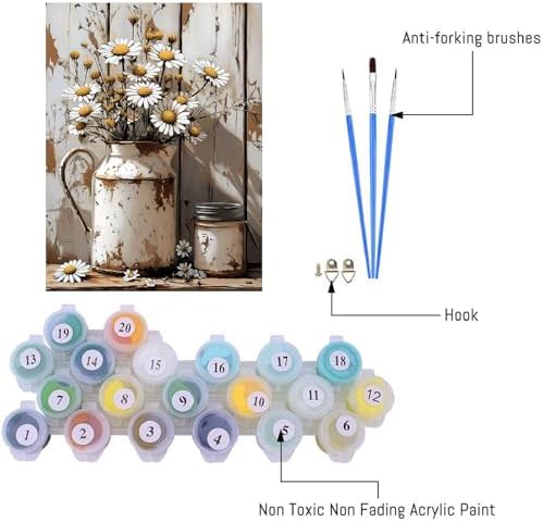 VIGEGU Retro Flower Paint by Numbers Kit for Adults Beginner with Framed - Image 5
