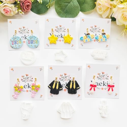 Graduation Polymer Clay Cutters & Stamps Set - 19pcs 0-9 Numbers, GARD/2026 Seals, Owl, Cap, Gown, Balloon for DIY Earring Jewelry, Soft Clay Crafts & Class Party Supplies - Image 6