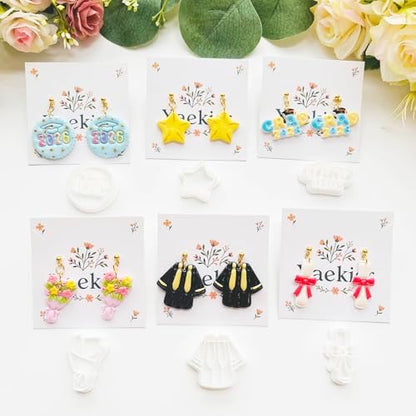 Graduation Polymer Clay Cutters & Stamps Set - 19pcs 0-9 Numbers, GARD/2026 Seals, Owl, Cap, Gown, Balloon for DIY Earring Jewelry, Soft Clay Crafts & Class Party Supplies - Image 6