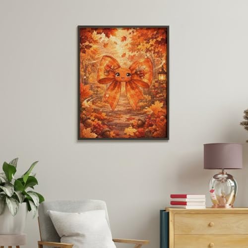 Paint by Numbers Kit for Adults Beginner Art Decor Orange Autumn Bow - Image 5