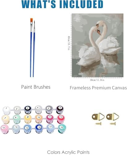 Vintage Swan Paint by Numbers Kit for Adults Framed Canvas, Frameworkless - Image 3