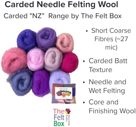 The Felt Box Needle Felting Wool Carded Batts Shade Pack 100 Grams 3.5 Oz - Pink/Purple - Image 2