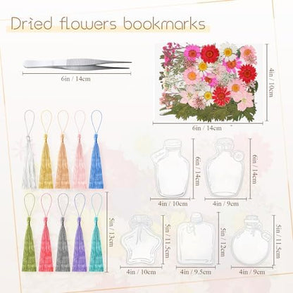 TaoBary 161 Pcs Transparent Dried Flower Bookmarks DIY Kit, Delicate - Image 2
