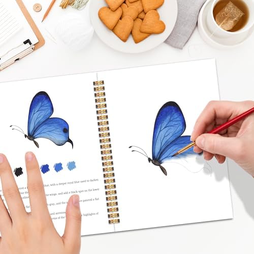 Butterfly Watercolor Workbook, Water Coloring Book, Easy 12 Patterns Watercolor Kit for Beginners, 18 Colors Watercolors Paint Set, Relaxing DIY Art Gift for Adults and Women Teen - Image 5