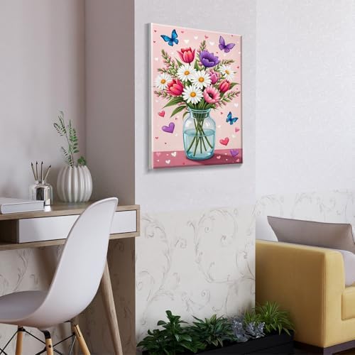ATDMS Paint by Numbers Kit for Adults with Easel Flowers Paint by Number with Frame Floral Paint by Number with Easel DIY Acrylic Oil Painting Kits for Gift Home Wall Decor 8x12 Inch - Image 5