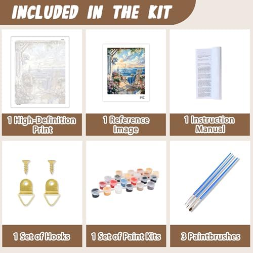 XTCIXAL Paint by Numbers Kit for Adults, Beach, 16X20 Inch - Image 5