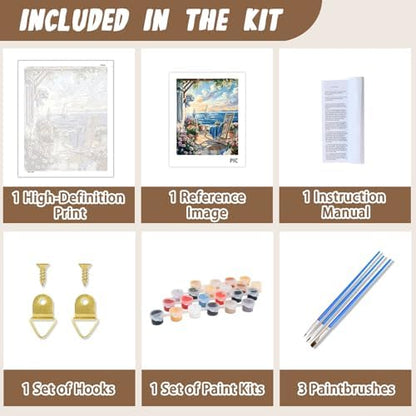 XTCIXAL Paint by Numbers Kit for Adults, Beach, 16X20 Inch - Image 5
