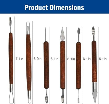 Clay Tools Sculpting for Polymer Air Dry Modeling Clay Beginners & Professionals Ideal for DIY Pottery & Ceramics Tools Double-Sided Polymer Carving Tools Kit (6) - Image 2