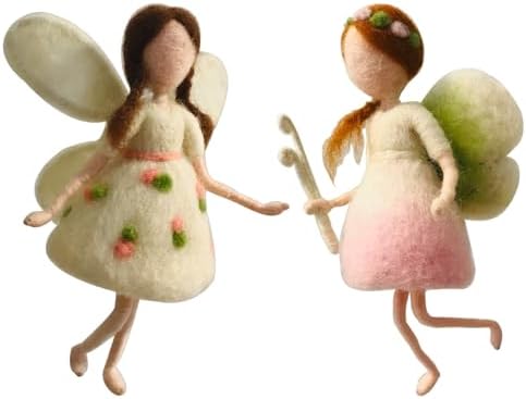 White and Green Wing Elves Needle Felting Kits Friendly Instruction DIY Craft Kit for Beginners by Artec360CraftFeltsky