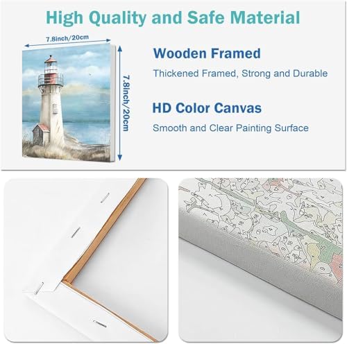4 Packs Beach Paint by Numbers Kit for Adults Beginners with Frame, DIY Sea Side Adult's Paint by Number on Canvas, Watercolor Oil Painting Numbers Arts and Crafts Kits for Home Wall Decor 8 x 8 Inch - Image 2